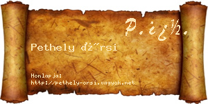 Pethely Örsi névjegykártya